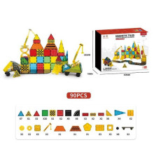 Магнітний конструктор X 2108 (8) “Будівельний майданчик”, 90 деталей, машинка, в коробці