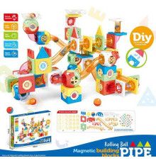 Магнітний конструктор F 0233 (18/2) 238 елементів, кульки, тунелі, наліпки, в коробці