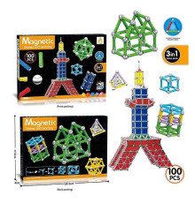 Магнітний конструктор AQ 2234 (72/2) 100 деталей, 7 типів елементів, в коробці