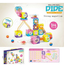 Магнітний конструктор G 0098-1 (36/2) 89 елементів, кульки, тунелі, наліпки, в коробці