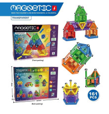 Магнітний конструктор AQ 2263 (36/2) 161 деталь, 9 типів деталей, в коробці