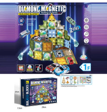 Магнітний конструктор 6815 A (18) 60 елементів, підсвічування, 6 металопластикових машинок, в коробці