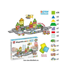 Магнітний конструктор SQ 66002-2 (12) 50 деталей, 4 машинки, 1 фігурка гелікоптера, в коробці