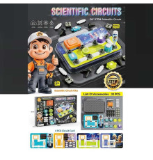 Електронний конструктор 77-53 K (24) 33 елементів, підсвічування, мелодія, 2 види перемикачів, 4 картки із прикладами, основа для збірки, в коробці