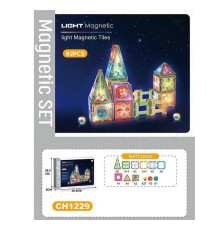 Магнітний конструктор CH 1229 (12) 82 деталі, підсвічування, наліпки, в коробці