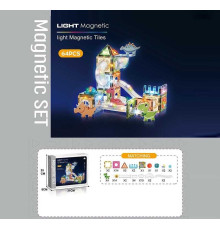 Магнітний конструктор CH 1158 (18) 64 деталі, елементи з підсвічуванням, наліпки з англійськими назвами, в коробці