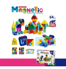 Магнітний конструктор 3303 (8) 64 елементи, геометричні фігури, книжка із завданнями, в коробці