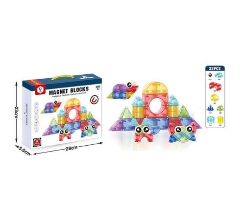 Магнітний конструктор HD 141 A (60/2) 32 деталі, магнітні очі, різні фігури, в коробці Магнітний конструктор HD 141 A (60/2) 32 деталі, магнітні очі, різні фігури, в коробці