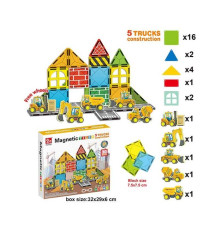Магнітний конструктор SQ 66001-1 (16) 30 деталей, 5 машинок, в коробці