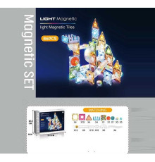 Магнітний конструктор CH 1176 (12) 86 деталей, елементи з підсвічуванням, наліпки з англійськими назвами, в коробці