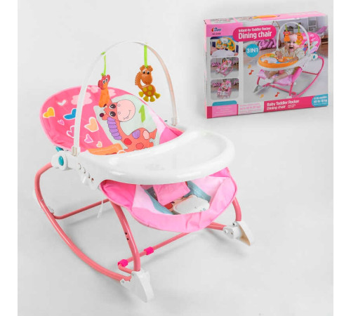 Шезлонг 8169 (6) 2в1 шезлонг і дитячий стільчик, музичний блок з вібрацією, знімна стільниця, 2 підвісних гризунки, в коробці – в наличии! Купите сейчас у KAZKOVA