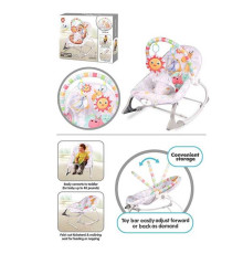 Шезлонг 898-942 (8) мелодії, вібрація, дуга з підвісками, регулювання гучності, на батарейках, регулювання положення, в коробці