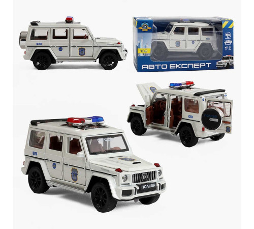 Машина 41393 (72/2) "Авто Експерт", "Поліція", металопластик, 1:32, звук, світло, інерція, відкриваються двері, в коробці