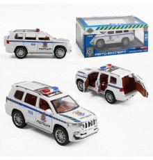 Машинка 41952 (24/2) "Авто Експерт", "Поліція", металопластикова, масштаб 1:24, інерція, 2 режими роботи, на батарейках, дверцята відчиняються, звуки, підсвічування фар, в коробці