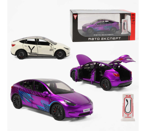 Машинка RS-91346 (24) "Авто Експерт", 2 кольори, електромобіль, зарядна станція, металопластик, масштаб 1:24, звук, світло, інерція, відчиняються двері, в коробці