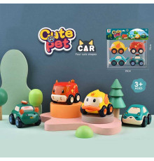 Набір машин 681 A (60/2) 4 шт, кумедні тваринки, інерція, в пакеті