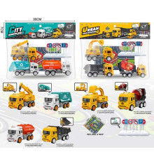 Набір машин JW 567-046 (96/2) “City Truck”, 2 види, інерція, 3 машинки, килимок, в пакеті
