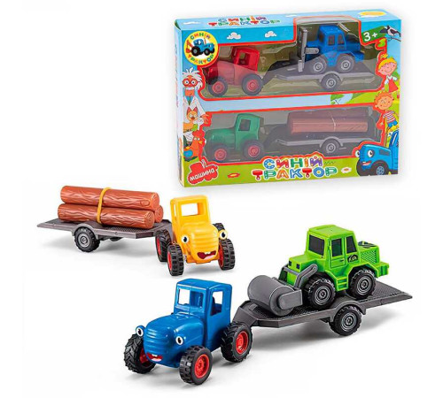 Набір тракторів 145326 (72/2) 2 трактори, причеп, герої, інерція, в коробці