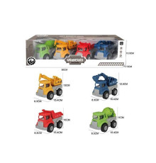 Набір машин 998 A-53 (24/2) 4 машинки, інерція, рухомі елементи, в коробці