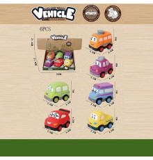Набір машин 2685 A (24/2) ЦІНА ЗА 6 ШТУК В БЛОЦІ, вінілові, знімний корпус, інерційний механізм, прогумовані колеса, в коробці