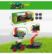 Трактор 687-161 A (18/2) довжина з причепом - 49 см, рухомі елементи, інерція, причіп, 2 фігурки тварин, в коробці