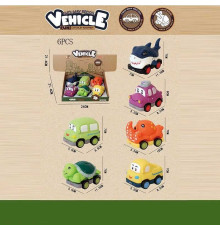 Набір машин 2685 B (24/2) ЦІНА ЗА 6 ШТУК В БЛОЦІ, вінілові, знімний корпус, інерційний механізм, прогумовані колеса, в коробці