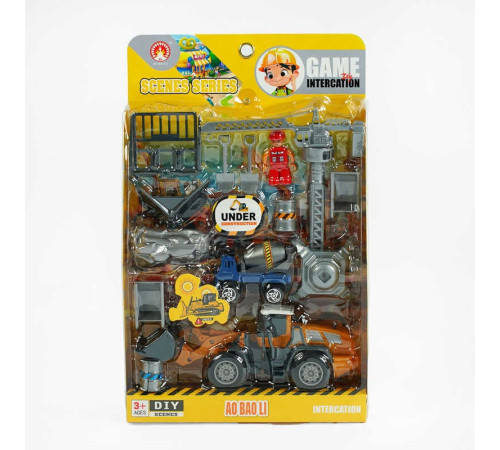 Набір спецтехніки 3389-11 A (60) інерційний механізм, 2 машинки, фігурка героя, інструменти, на листі