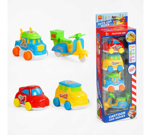 Набір транспорту 1308-19 (96/2) 4 штуки, інерція, в коробці