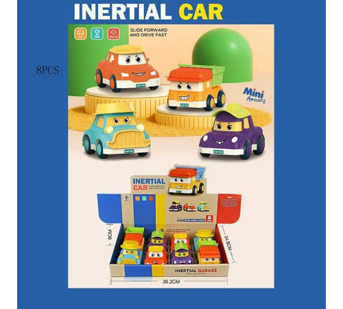 Набір машин BJ 643 A-1 (24/2) інерція, кумедні обличчя, ЦІНА ЗА 8 ШТУК У БЛОЦІ, в коробці