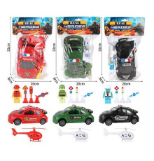 Машинка 77672 (72/2) 3 види, машина, дорожні знаки, гвинтокрил, модель ігрова фігурка, інерція, у пакеті