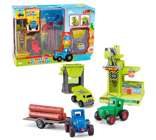 Синій трактор 22326 (24/2) інерція, 2 трактори, підіймач, рухомі деталі, в коробці