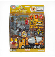Набір спецтехніки 3389-6 A (48/2), інерційний механізм, 2 машинки, фігурка героя, інструменти, на листі