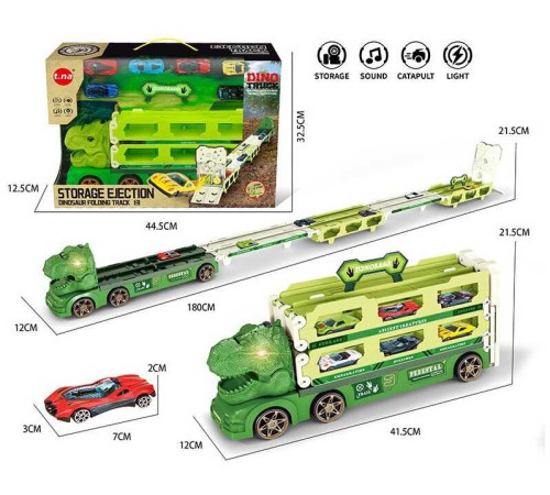 Трейлер TN-1322 (12) 6 металопластикових машинок, розкладається у трек, звуки, підсвічування, мелодія, в коробці