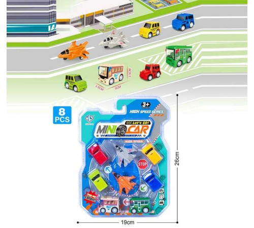 Набір машин 898 E-101 (128/2) інерція, 8 машинок, в слюді