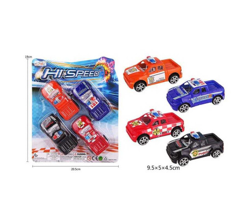 Набір машин 168-4 X-1 (192/2) 4 штуки, поліцейська служба, інерція, на листі