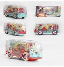 Автобус KL 1509 (72/2) 2 види, рухливі шестерні, колесо вільного ходу, світло, звук, на батарейках, в коробці