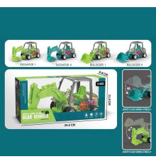 Спецтехніка X 555-56 (72/2) 4 види, екскаватор, звук, підсвічування, шестерні, колесо вільного ходу, в коробці, ВИДАЄТЬСЯ ТІЛЬКИ МІКС ВИДІВ