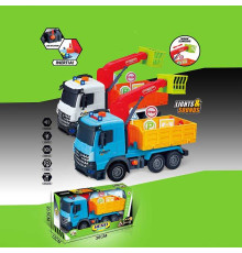 Машина музична 687-58 B (24/2) 2 кольори, "Вантажівка", підсвічування, звукові ефекти, інерція, рухомі деталі, аксесуари, в коробці, ВИДАЄТЬСЯ МІКС