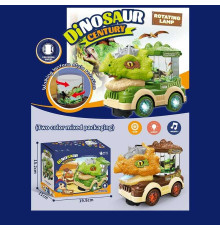 Машина музична QB 59 Y (48) 2 кольори, "Динозавр", підсвічування, звуки, мелодія, проєкція, колесо вільного руху, в коробці