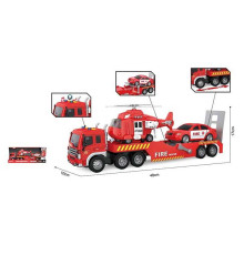 Трейлер WY 578 B (12) пожежний автовоз, масштаб - 1: 16, вертоліт, машинка, підсвічування, звукові ефекти, рухомі деталі, інерція, гумові шини, в коробці