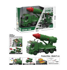 Спецтехніка YW 9091 A (24/2) військова машина, підсвічування, звукові ефекти, механічне обертання платформи по колу, інерція, тріскачка, муляж ракети, викрутка, 2 насадки, у коробці