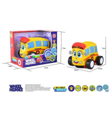 Машинка м`яка QL 8003 C-5 (48) “Шкільний автобус”, герой, звуки, музика, вібрує, знімний чохол, на батарейках, в коробці