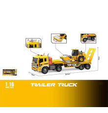 Трейлер WY 571 Q (18) "Спецтехніка", інерція, світло, звук, масштаб 1:16, гумові колеса, дорожній каток, в коробці