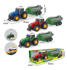 Трактор з причепом 0488-603 D (96/2) 3 кольори, інерція, 3 кнопки, в коробці