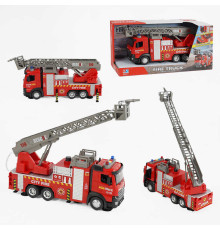 Спецтехніка 8181-1 (24/2) “Пожежна машина”, звук, підсвічування, помпове накачування води, висувна драбина, інерція, платформа з тріскачкою, в коробці