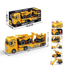 Трейлер 666-68 F (9) “Спецтехніка”, звуки, підсвічування, інерція, гумові шини, самоскид, екскаватор, в коробці