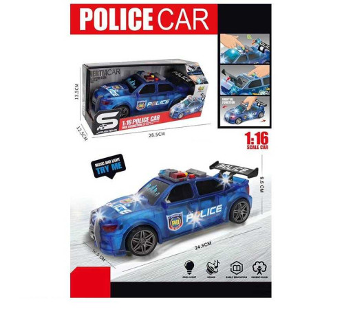 Машина JS 124 H (48) "Поліція", масштаб - 1:16, інерція, підсвічування, звук, рухомі елементи, в коробці