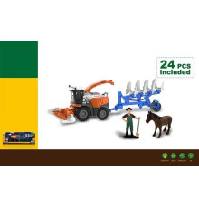 Комбайн 550-37 K (24/2) підсвічування, звуки транспорту, інерція, гумові колеса,фігурка людини й коня, навісне обладнання від’єднується, в коробці