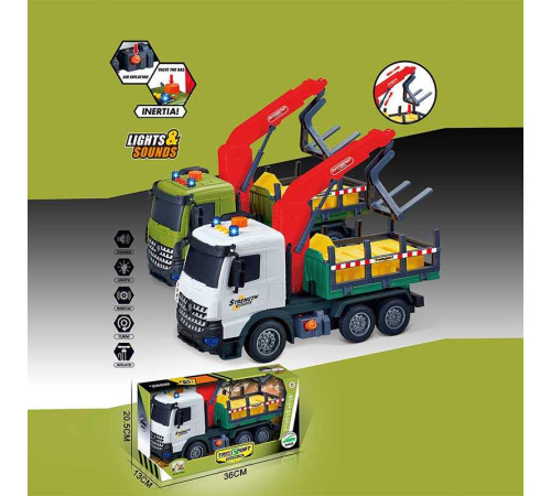 Спецтехніка 687-60 C (24/2) 2 кольори, звук, підсвічування, механічне підіймання стріли, інерція, в коробці