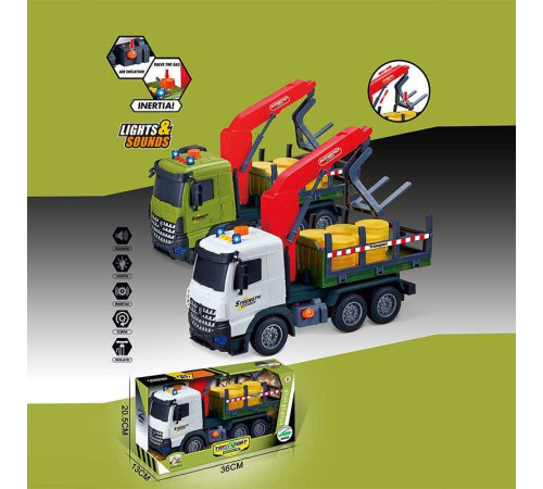 Машина музична 687-60 B (24/2) 2 кольори, "Вантажівка", підсвічування, звукові ефекти, інерція, рухомі деталі, муляжі вантажу, в коробці, ВИДАЄТЬСЯ МІКС